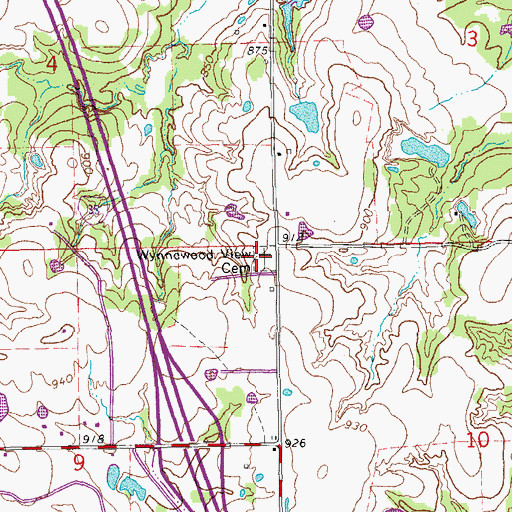 Topographic Map of Wynnewood View Cemetery, OK
