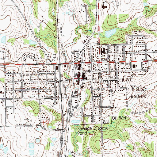 Topographic Map of Yale, OK