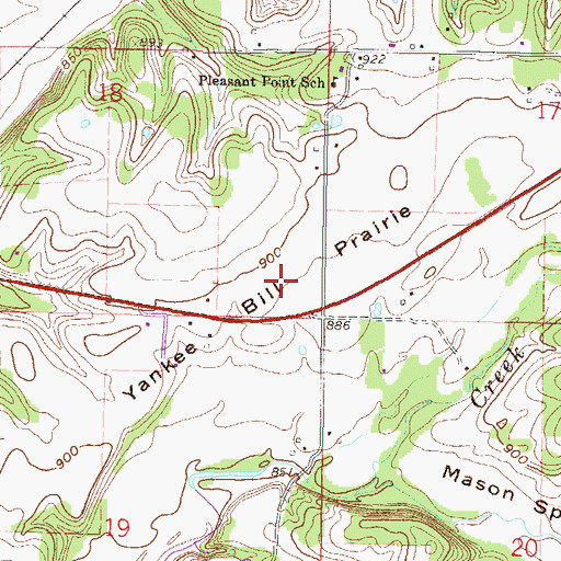 Topographic Map of Yankee Bill Prairie, OK