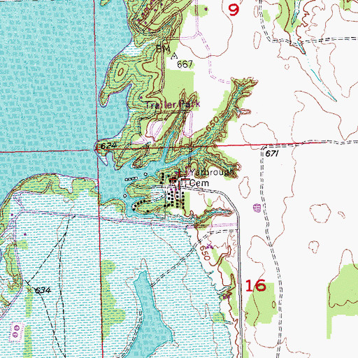Topographic Map of Yarbrough Cemetery, OK