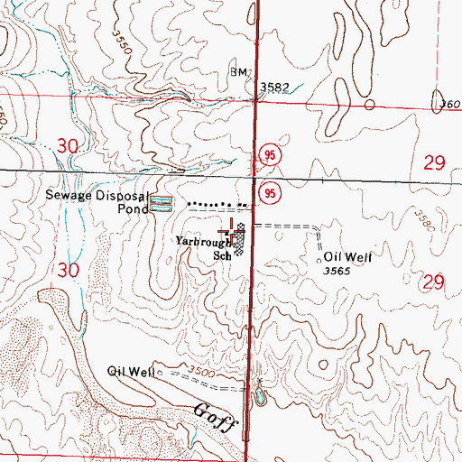 Topographic Map of Yarbrough Public School, OK