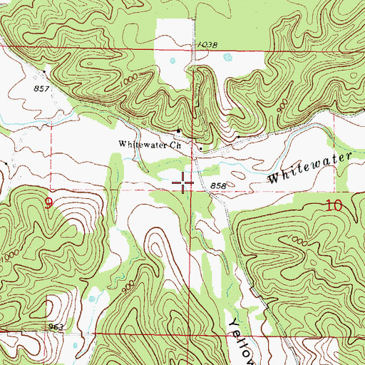 Topographic Map of Yellow Bird Hollow, OK