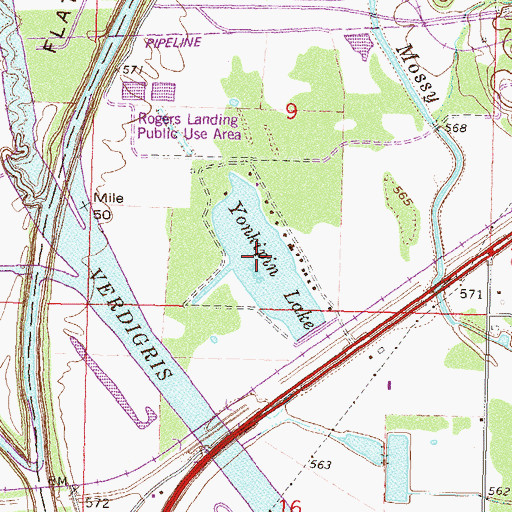Topographic Map of Yonkipin Lake, OK