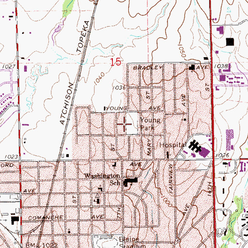 Topographic Map of Young Park, OK