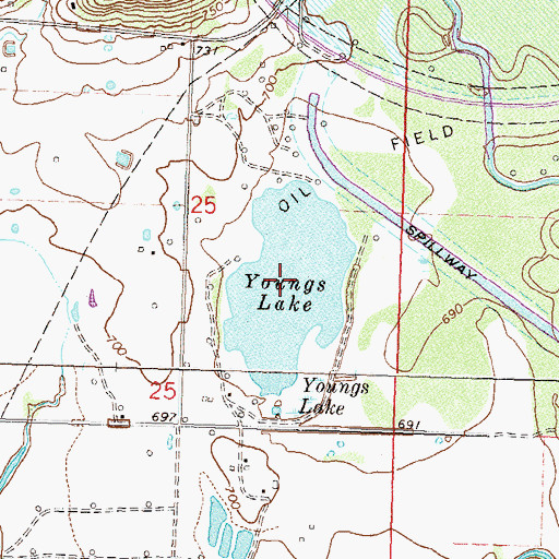 Topographic Map of Youngs Lake, OK