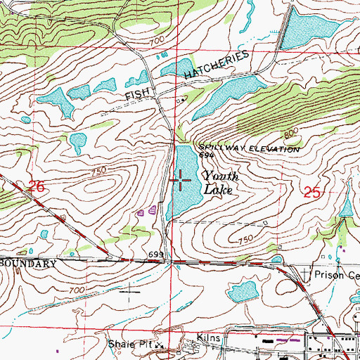 Topographic Map of Youth Lake, OK
