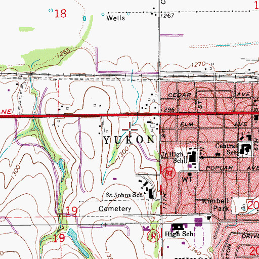 Topographic Map of Yukon, OK