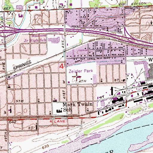 Topographic Map of Zeigler Park, OK