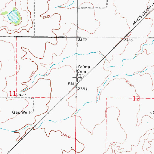 Topographic Map of Zelma Cemetery, OK