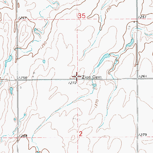 Topographic Map of Zion Cemetery, OK