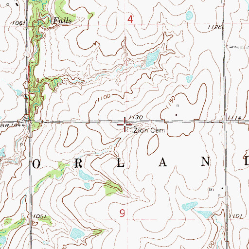 Topographic Map of Zion Cemetery, OK