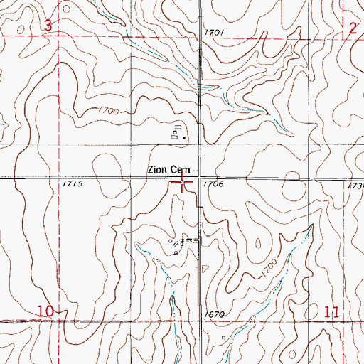 Topographic Map of Zion Church, OK