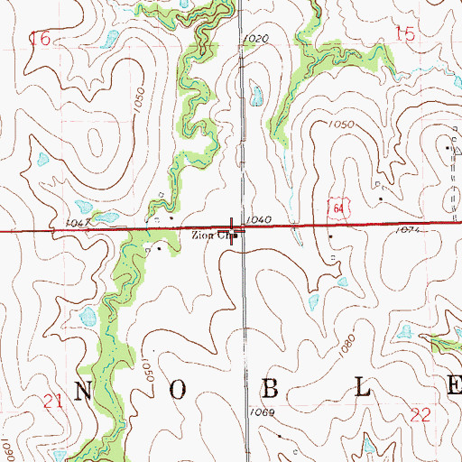 Topographic Map of Zion Church, OK
