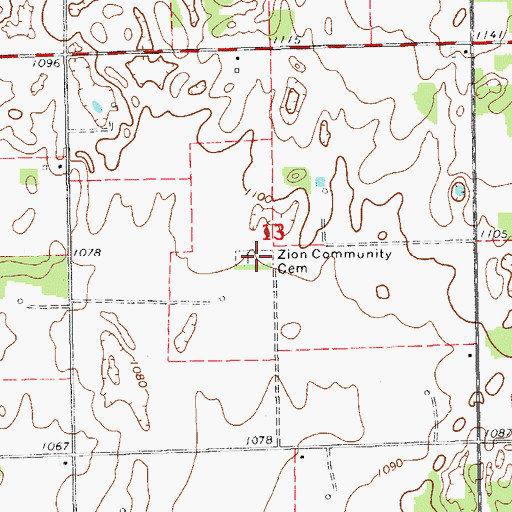 Topographic Map of Zion Community Cemetery, OK