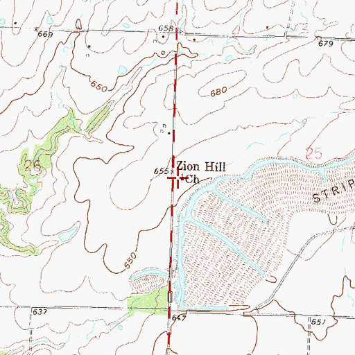 Topographic Map of Zion Hill Church, OK