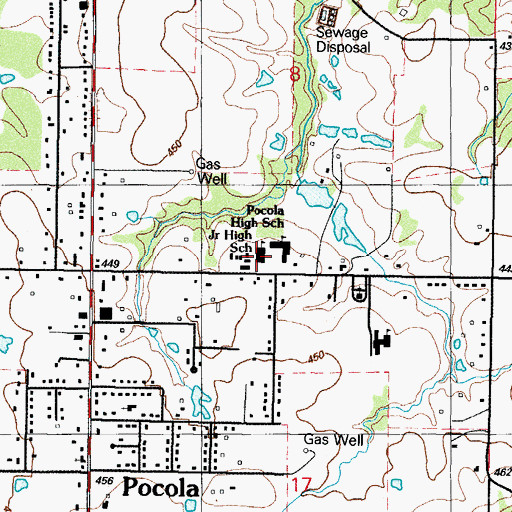 Topographic Map of Pocola High School, OK