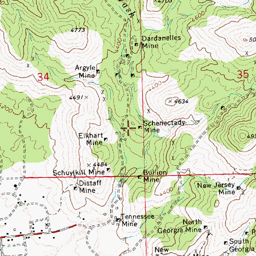 Topographic Map of Schenectady Mine, AZ