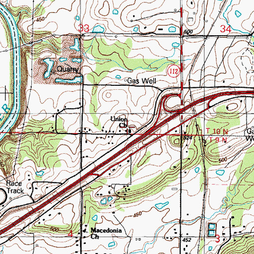 Topographic Map of Union Church, OK
