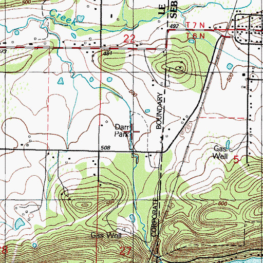 Topographic Map of Davy Park, OK
