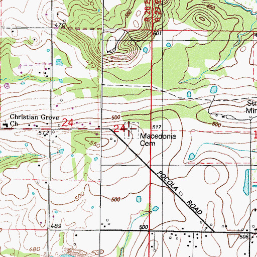 Topographic Map of Macedonia Cemetery, OK