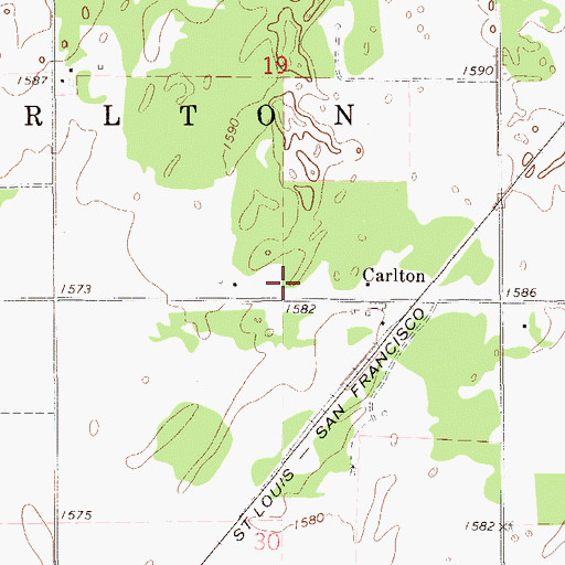 Topographic Map of Carleton, OK