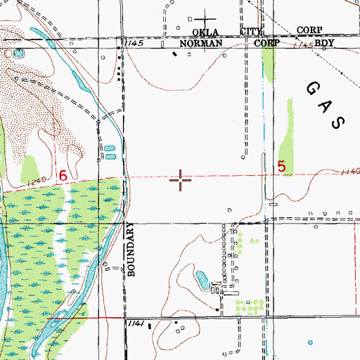Topographic Map of Ten Mile Flat, OK