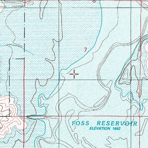 Topographic Map of Washita National Wildlife Refuge, OK