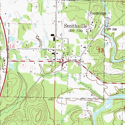 Topographic Map of Smithville, OK