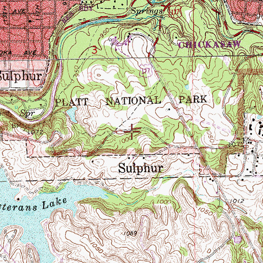 Topographic Map of Sulphur Bromide Spring, OK