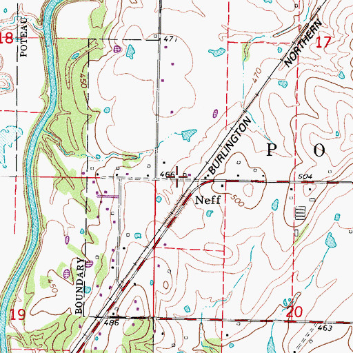 Topographic Map of Neff, OK