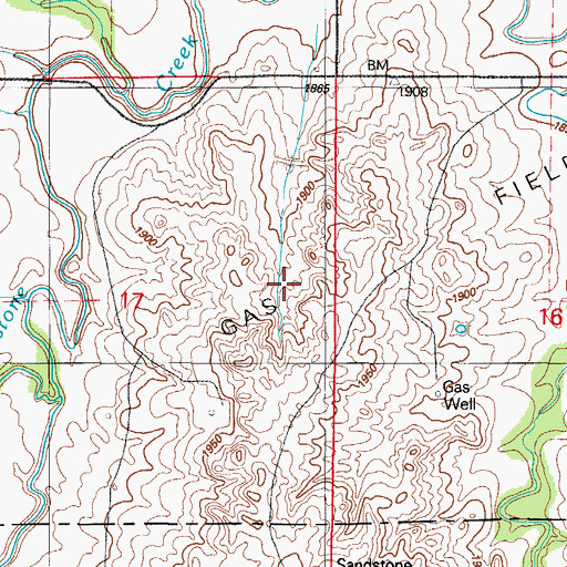 Topographic Map of Carpenter Gas Field, OK