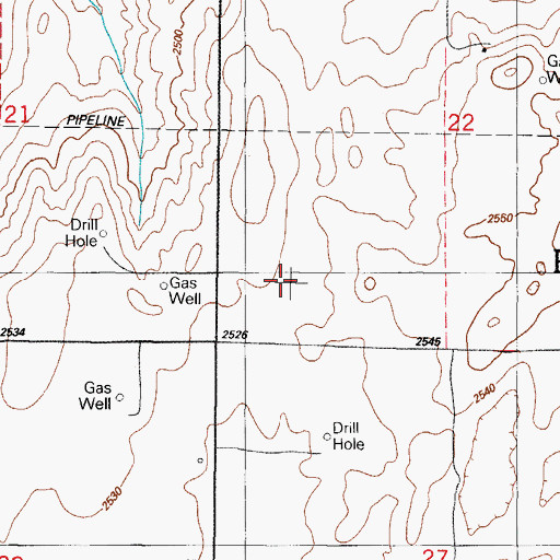 Topographic Map of Reydon Gas Field, OK