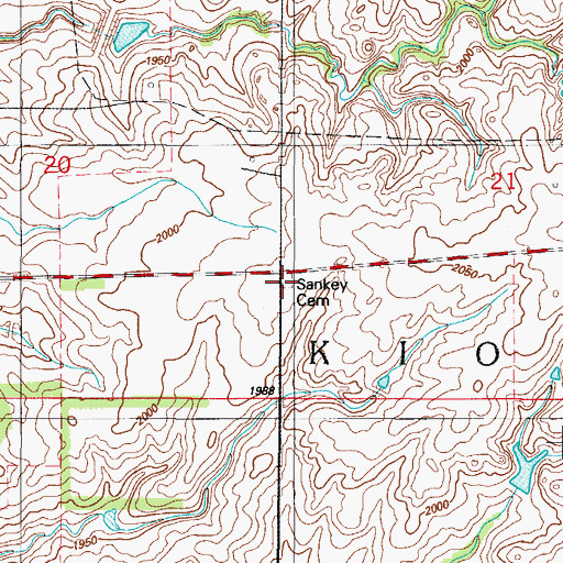 Topographic Map of Sankey Cemetery, OK