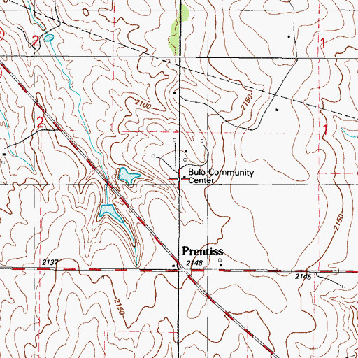 Topographic Map of Bulo Community Center, OK