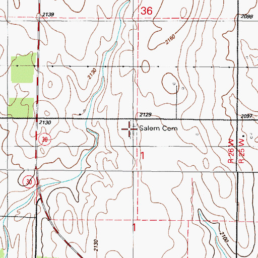 Topographic Map of Salem Cemetery, OK
