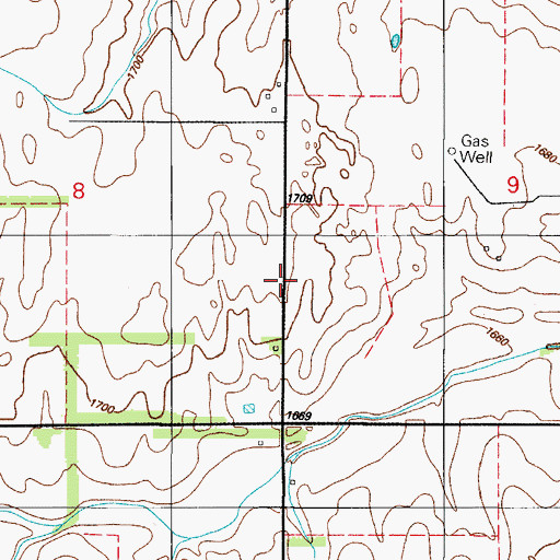 Topographic Map of West Sentinel Oil Field, OK