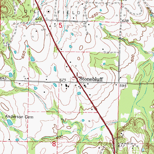 Topographic Map of Stonebluff, OK