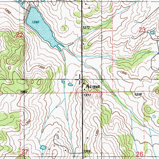 Topographic Map of Acme, OK