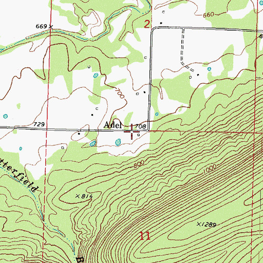 Topographic Map of Adel, OK