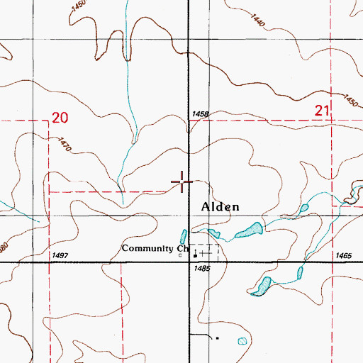 Topographic Map of Alden, OK