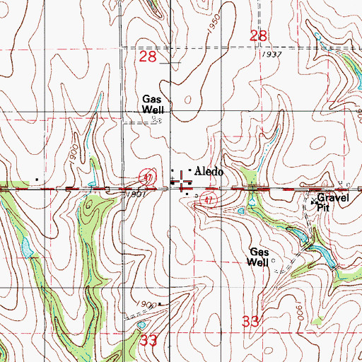 Topographic Map of Aledo, OK