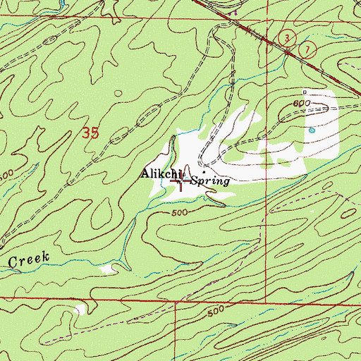 Topographic Map of Alikchi, OK