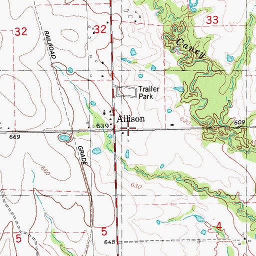 Topographic Map of Allison, OK