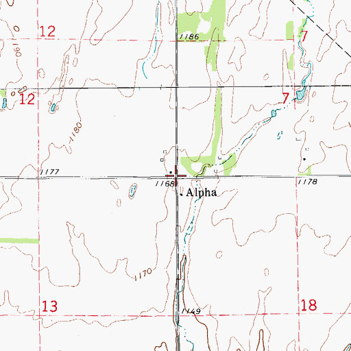 Topographic Map of Alpha, OK