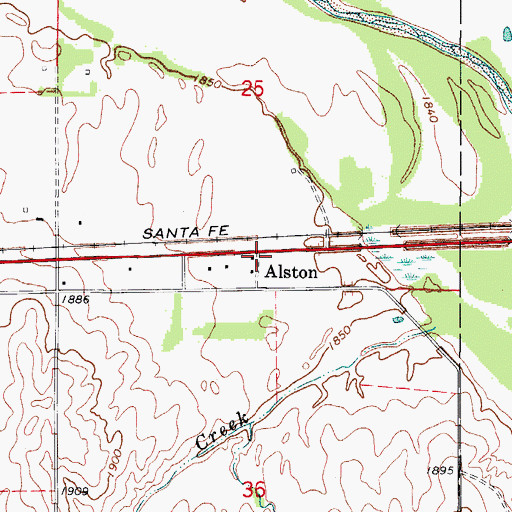 Topographic Map of Alston, OK