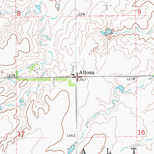 Topographic Map of Altona, OK