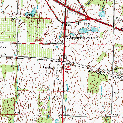 Topographic Map of Anchor, OK