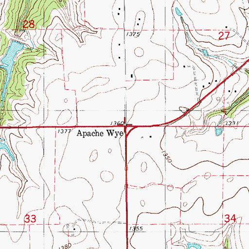 Topographic Map of Apache Wye, OK