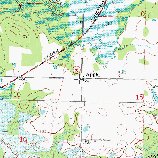 Topographic Map of Apple, OK