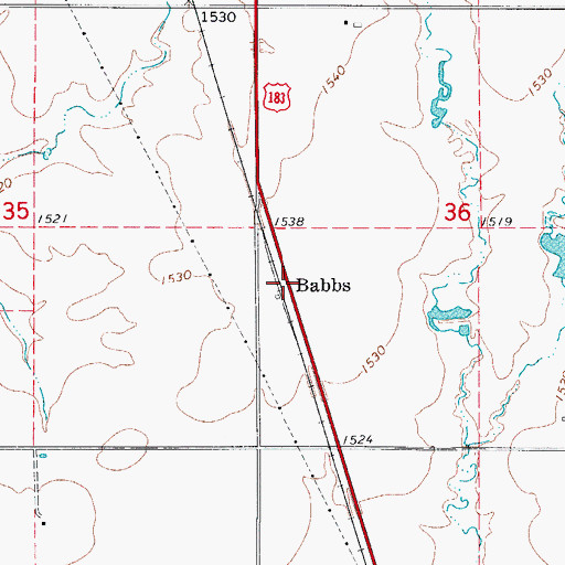 Topographic Map of Babbs, OK